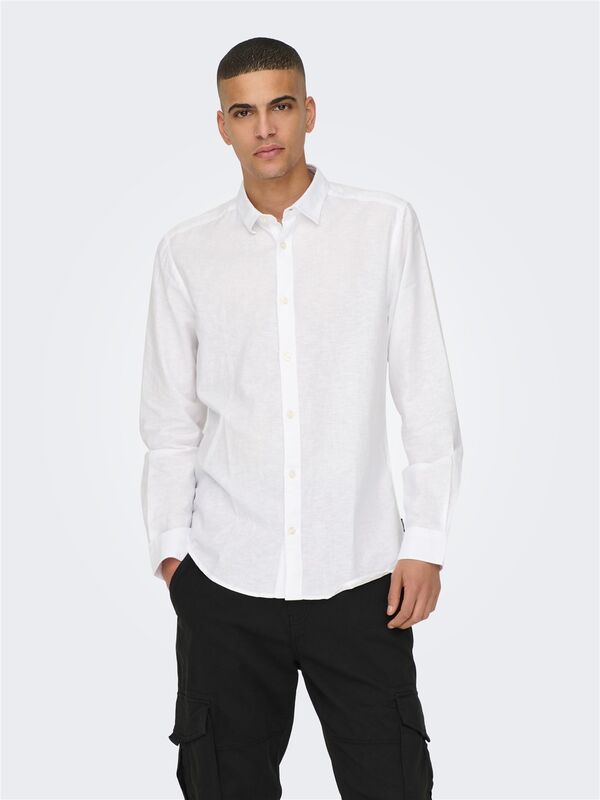 ONSCAIDEN LIFE LS SOLID LINEN SHIRT NOOS Erkek Beyaz Gömlek - 22012321