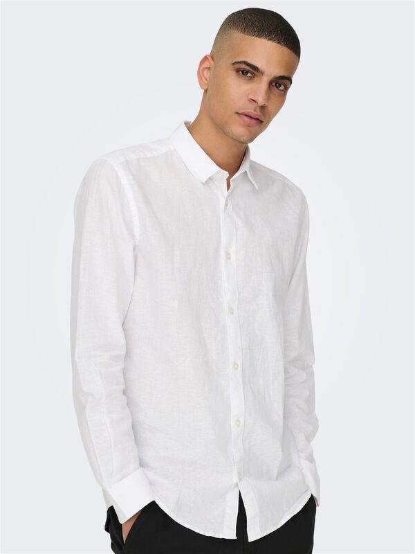 ONSCAIDEN LIFE LS SOLID LINEN SHIRT NOOS Erkek Beyaz Gömlek - 22012321