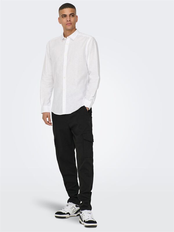 ONSCAIDEN LIFE LS SOLID LINEN SHIRT NOOS Erkek Beyaz Gömlek - 22012321
