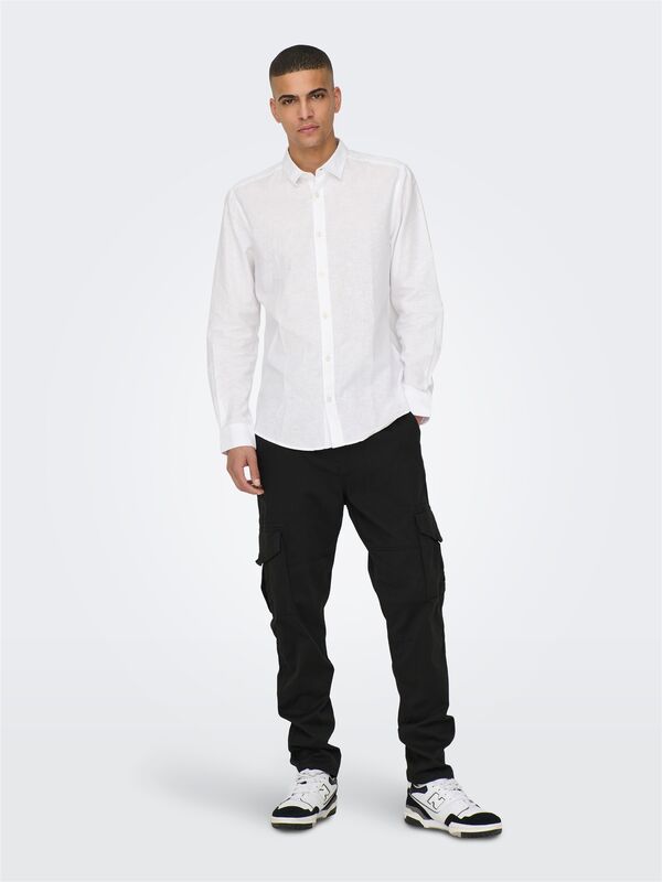 ONSCAIDEN LIFE LS SOLID LINEN SHIRT NOOS Erkek Beyaz Gömlek - 22012321