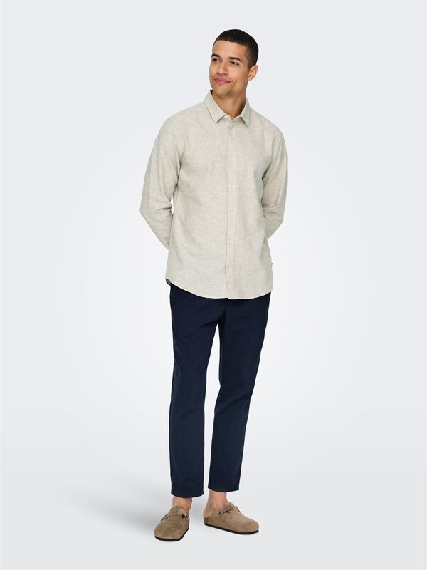 ONSCAIDEN LIFE LS SOLID LINEN SHIRT NOOS Erkek Gri Gömlek - 22012321