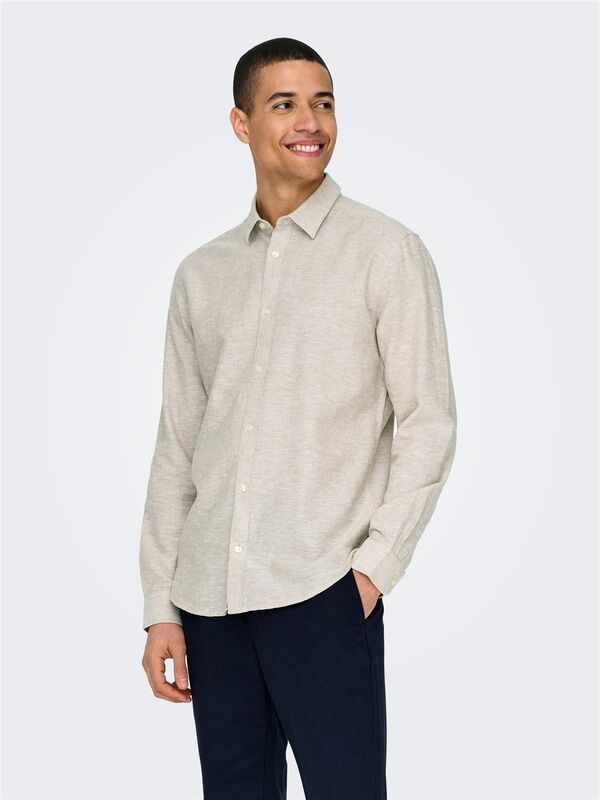 ONSCAIDEN LIFE LS SOLID LINEN SHIRT NOOS Erkek Gri Gömlek - 22012321