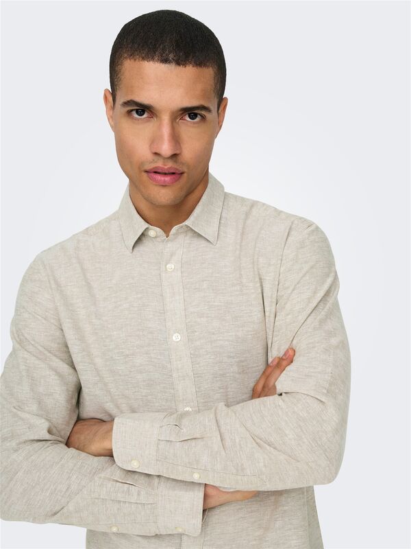 ONSCAIDEN LIFE LS SOLID LINEN SHIRT NOOS Erkek Gri Gömlek - 22012321