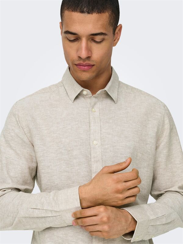 ONSCAIDEN LIFE LS SOLID LINEN SHIRT NOOS Erkek Gri Gömlek - 22012321