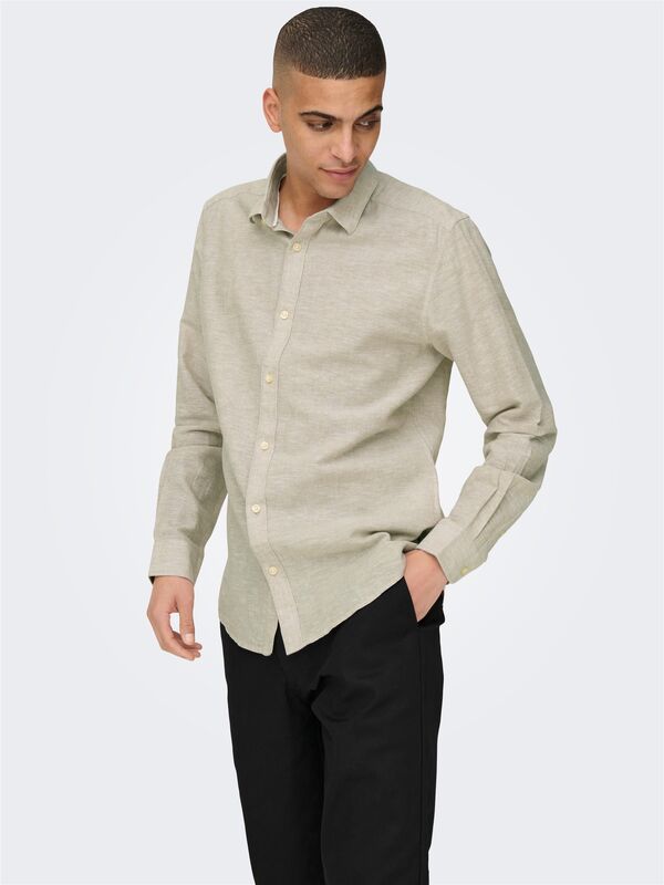 ONSCAIDEN LIFE LS SOLID LINEN SHIRT NOOS Erkek Gri Gömlek - 22012321