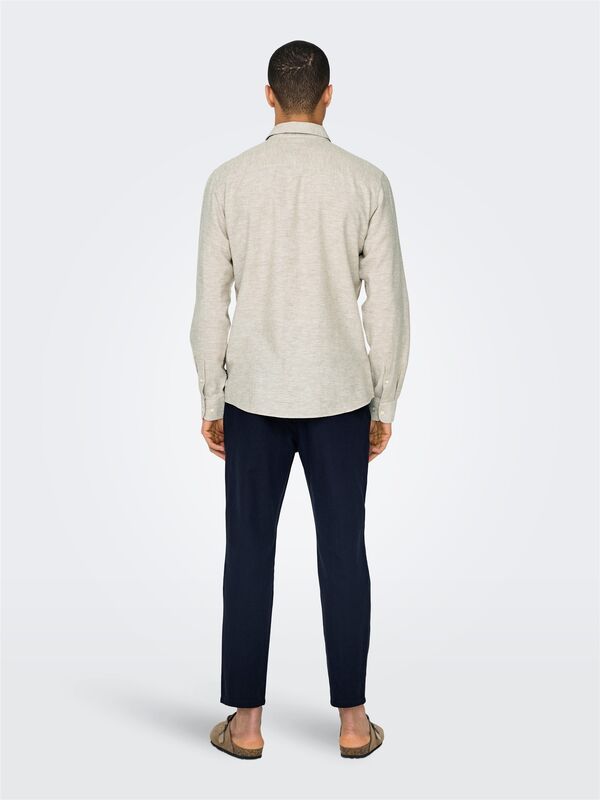ONSCAIDEN LIFE LS SOLID LINEN SHIRT NOOS Erkek Gri Gömlek - 22012321