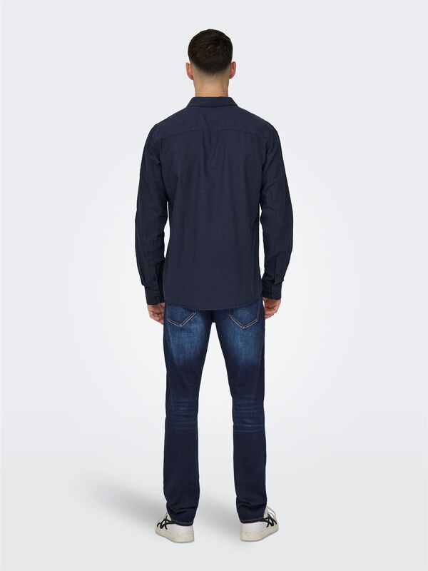 ONSCAIDEN LIFE LS SOLID LINEN SHIRT NOOS Erkek Lacivert Gömlek - 22012321