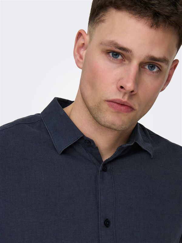 ONSCAIDEN LIFE LS SOLID LINEN SHIRT NOOS Erkek Lacivert Gömlek - 22012321