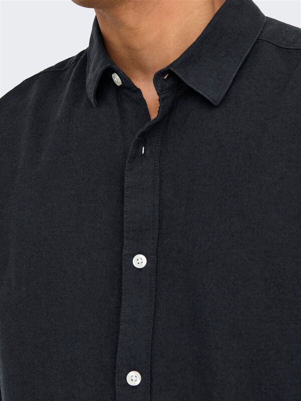 ONSCAIDEN LIFE LS SOLID LINEN SHIRT NOOS Erkek Siyah Gömlek - 22012321