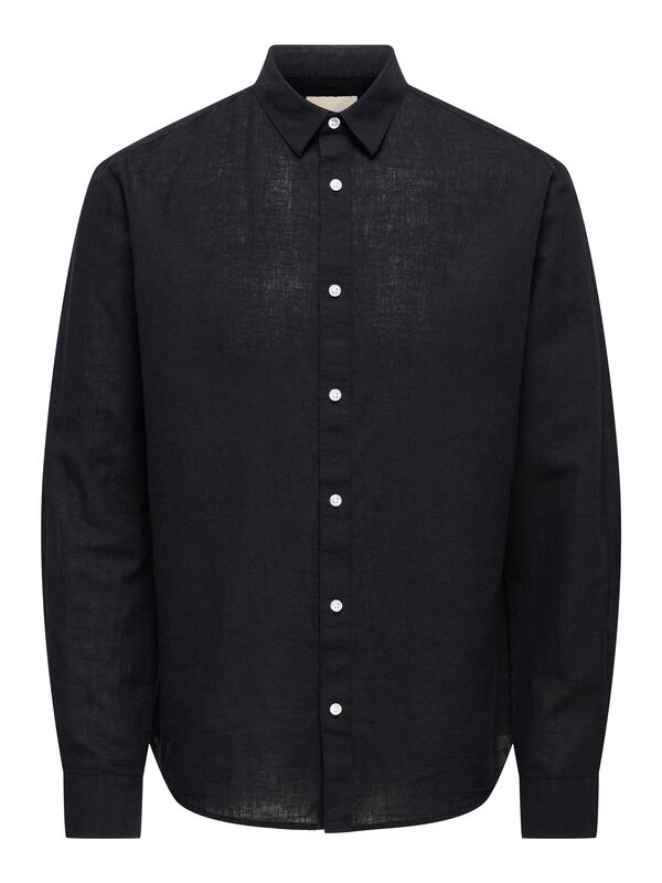 ONSCAIDEN LIFE LS SOLID LINEN SHIRT NOOS Erkek Siyah Gömlek - 22012321