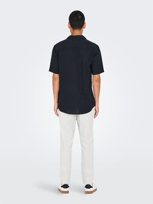 ONSCAIDEN LIFE SS SOLID RESORT LINENNOOS Erkek Black Gömlek - 22025116