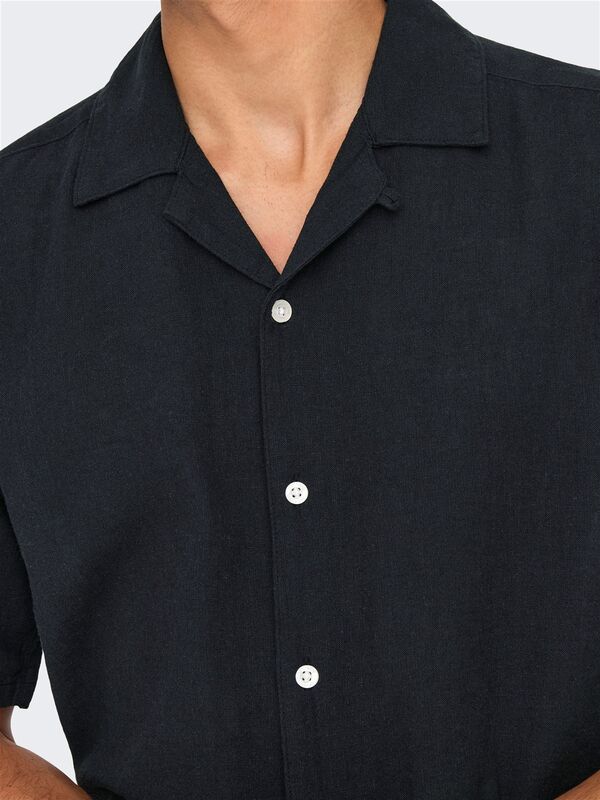 ONSCAIDEN LIFE SS SOLID RESORT LINENNOOS Erkek Black Gömlek - 22025116
