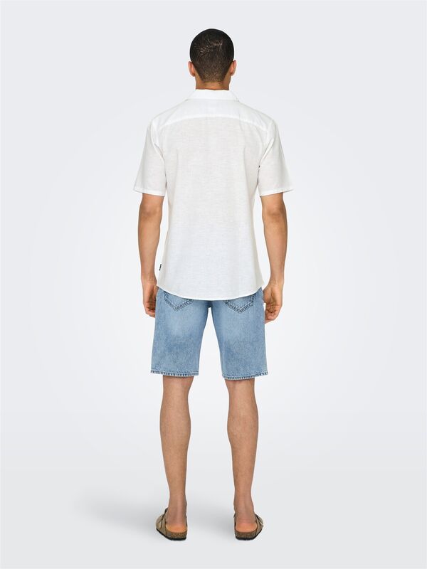 ONSCAIDEN LIFE SS SOLID RESORT LINENNOOS Erkek White Gömlek - 22025116