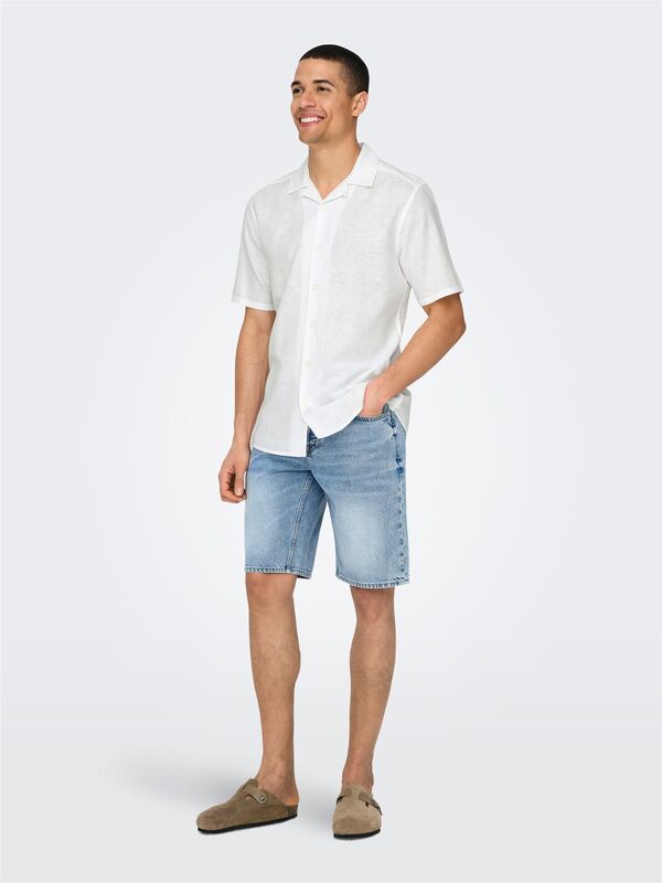 ONSCAIDEN LIFE SS SOLID RESORT LINENNOOS Erkek White Gömlek - 22025116