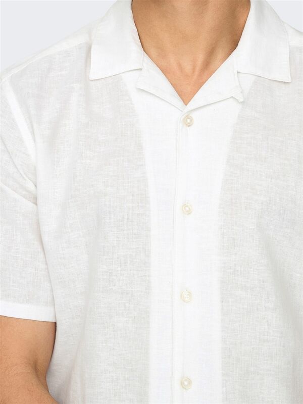 ONSCAIDEN LIFE SS SOLID RESORT LINENNOOS Erkek White Gömlek - 22025116