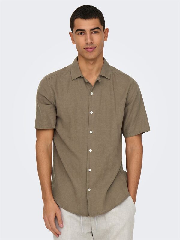 Only & Sons - ONSCAIDEN LIFE SS SOLID RESORT LINENNOOS Erkek Yeşil Gömlek - 22025116