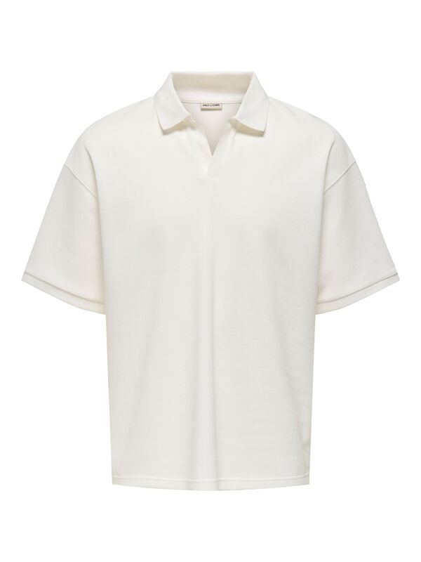 Only - ONSCALI LOOSE SS RESORT POLO ART Erkek Cloud Dancer Polo - 22033661