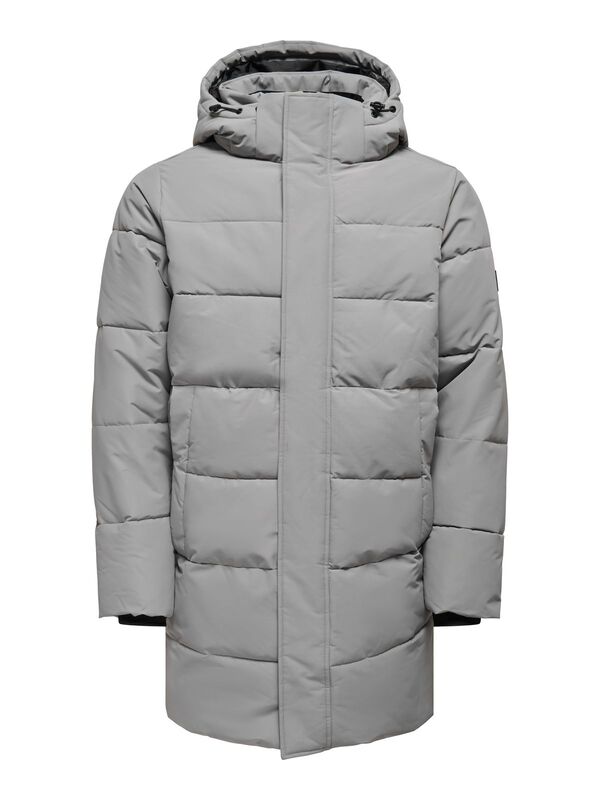 Only & Sons - Onscarl Long Quilted Coat Otw Erkek Gri Kaban - 22020156