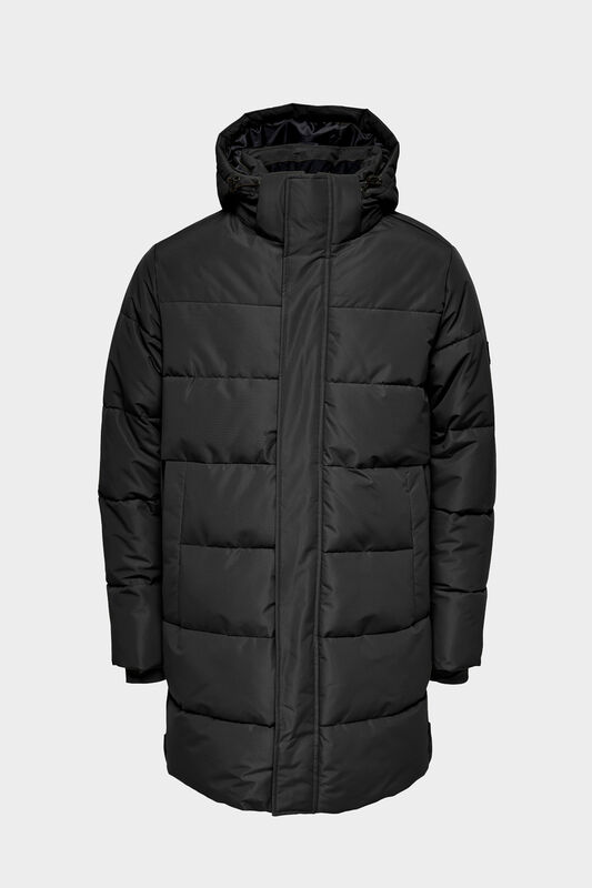 Onscarl Long Quilted Coat Otw Erkek Siyah Kaban - 22020156