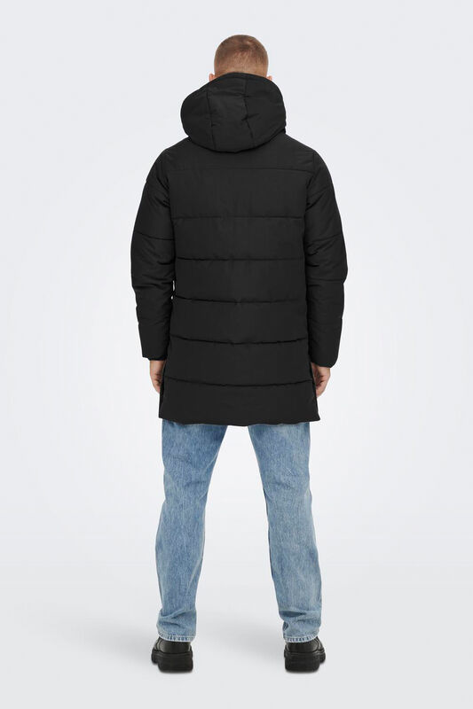 Onscarl Long Quilted Coat Otw Erkek Siyah Kaban - 22020156
