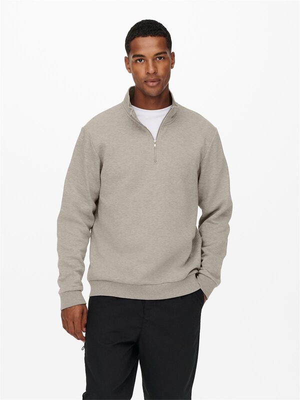 Only & Sons - ONSCERES HALF ZIP SWEAT NOOS Erkek Gri Sweatshirt - 22019055