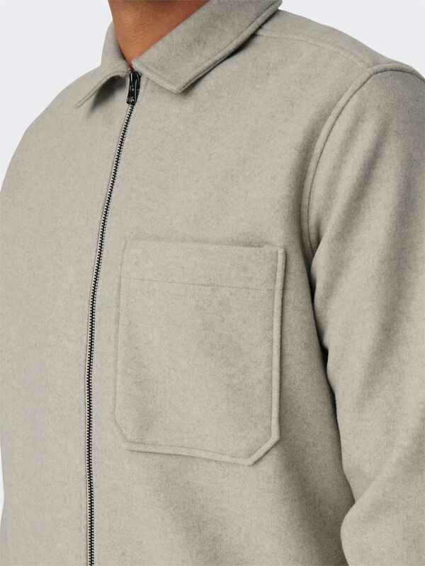 ONSDAL OVR ZIP LS SHIRT Erkek Gri UK Gömlek - 22026312