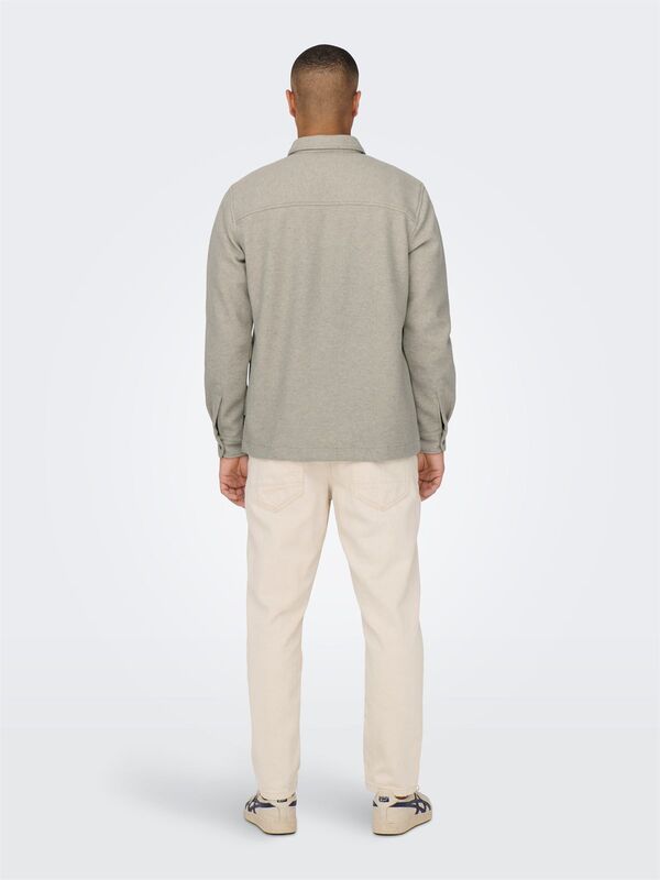 ONSDAL OVR ZIP LS SHIRT Erkek Gri UK Gömlek - 22026312