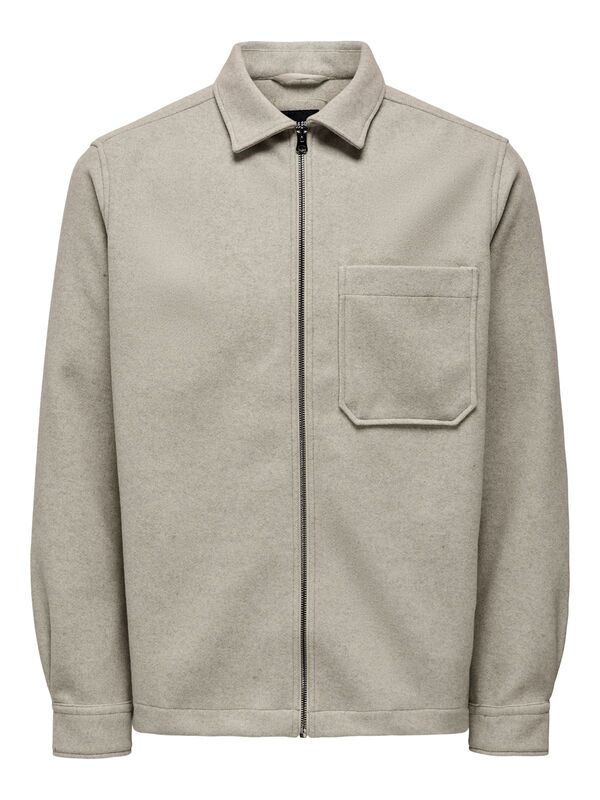 ONSDAL OVR ZIP LS SHIRT Erkek Gri UK Gömlek - 22026312