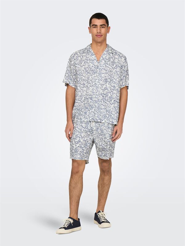 ONSDASH LIFE REG AOP SS RESORT SHIRT Erkek Beyaz Gömlek - 22032733