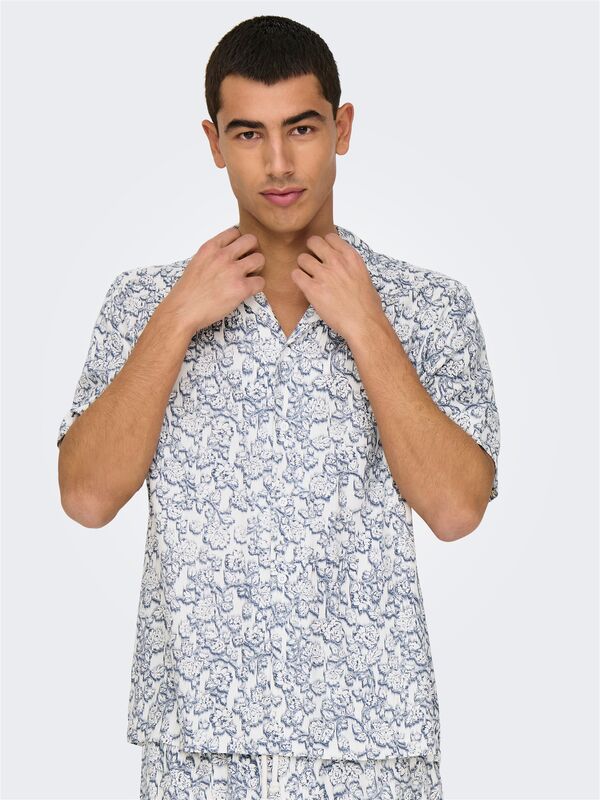 ONSDASH LIFE REG AOP SS RESORT SHIRT Erkek Beyaz Gömlek - 22032733