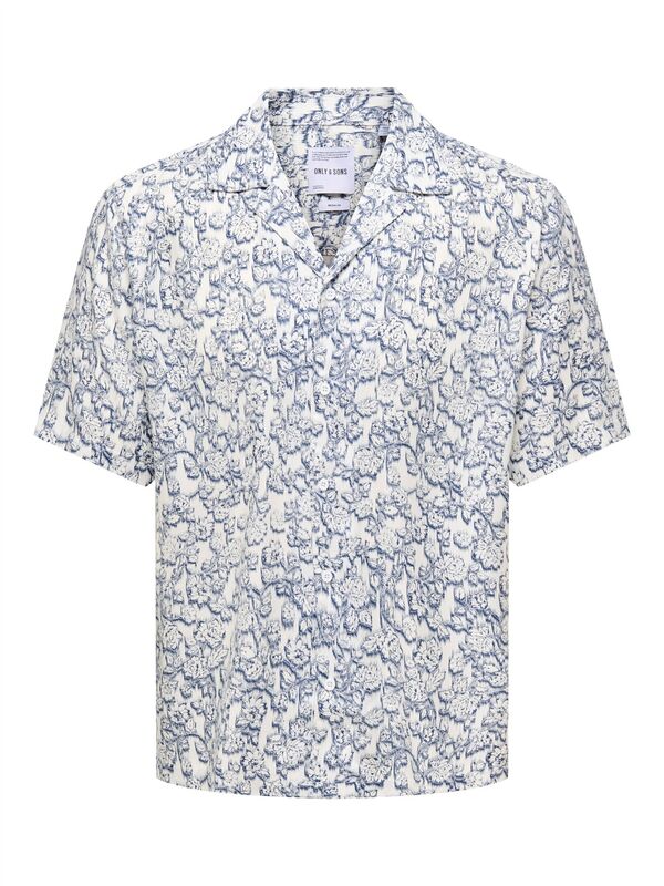 Only & Sons - ONSDASH LIFE REG AOP SS RESORT SHIRT Erkek Beyaz Gömlek - 22032733