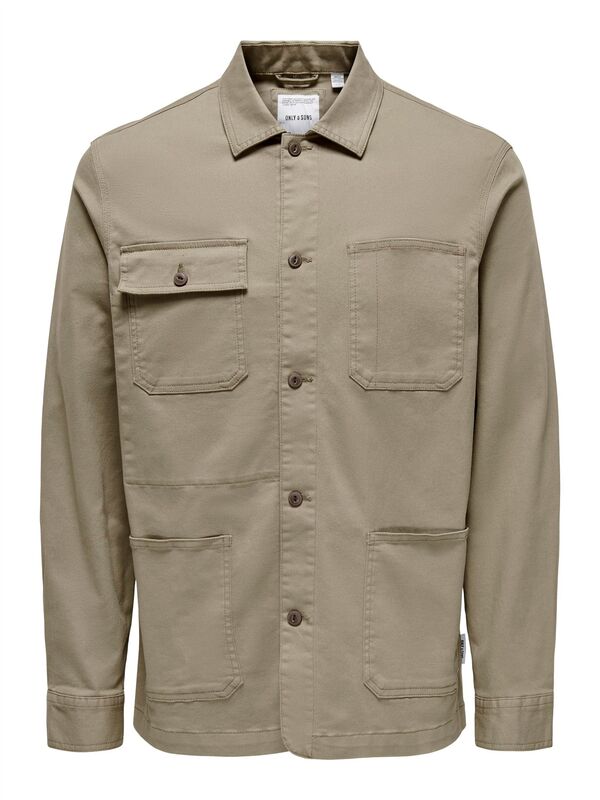 Only & Sons - ONSDIEGO TWILL LS CHORE OVERSHIRT Erkek Kahverengi UK Gömlek - 22030121
