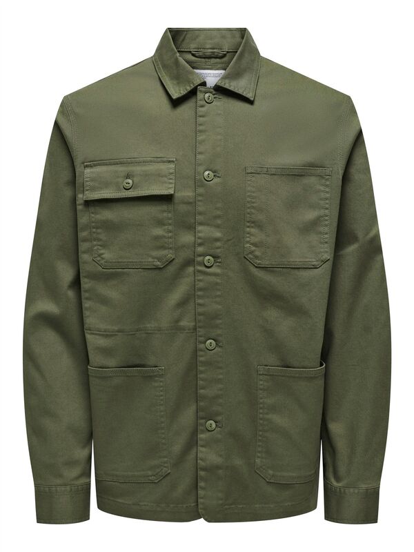 ONSDIEGO TWILL LS CHORE OVERSHIRT Erkek Yeşil UK Gömlek - 22030121