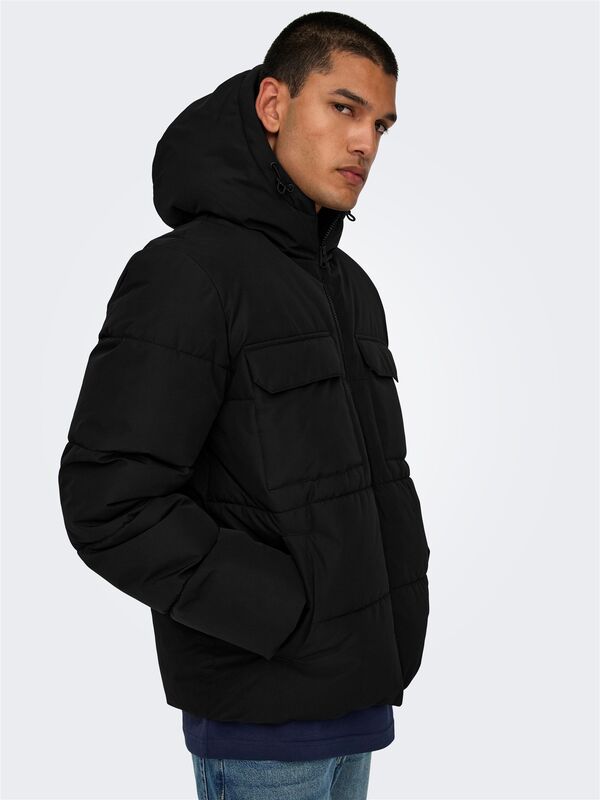 ONSELIJAH PCKT. HOOD JACKET OTW NOOS Erkek Siyah Mont - 22029661