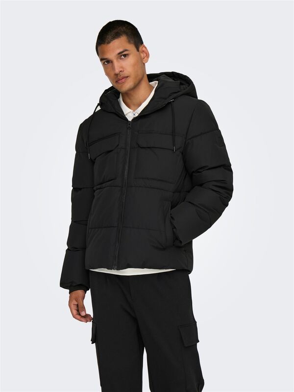 ONSELIJAH PCKT. HOOD JACKET OTW NOOS Erkek Siyah Mont - 22029661