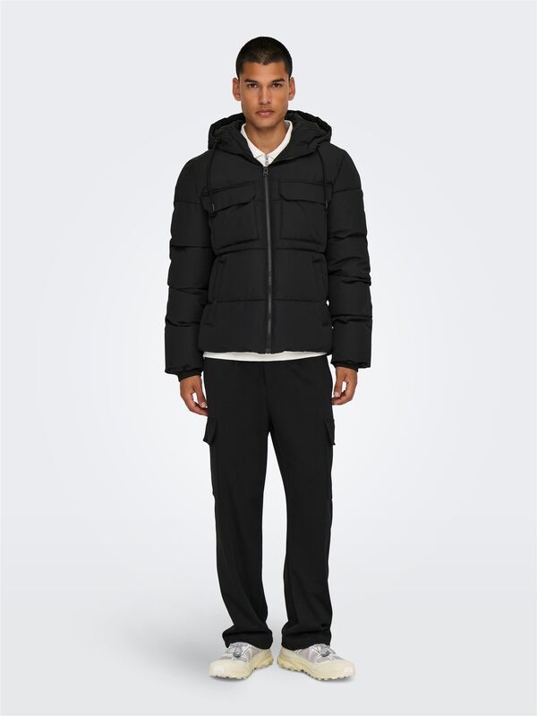 ONSELIJAH PCKT. HOOD JACKET OTW NOOS Erkek Siyah Mont - 22029661