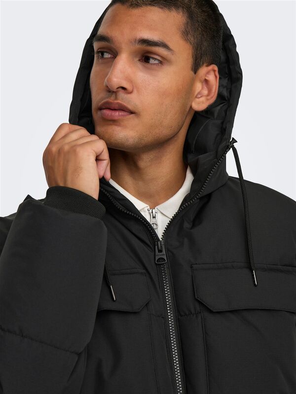 ONSELIJAH PCKT. HOOD JACKET OTW NOOS Erkek Siyah Mont - 22029661