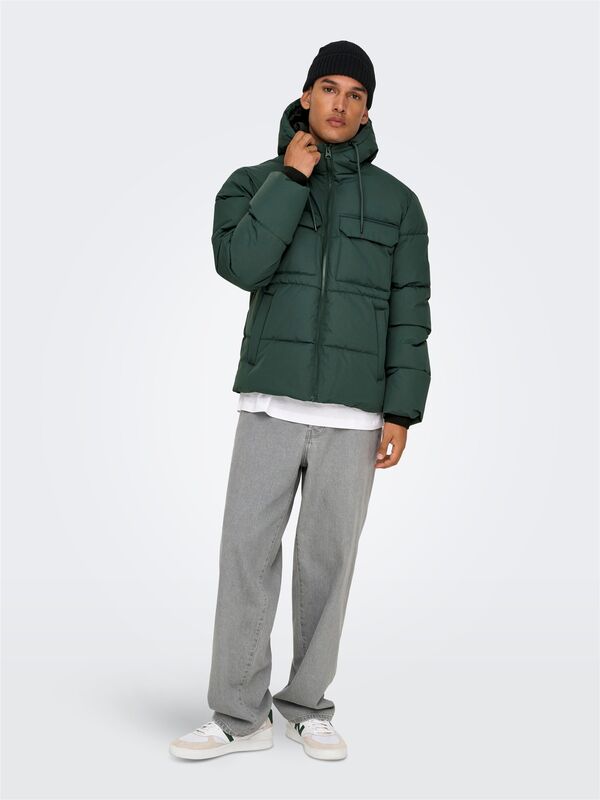 ONSELIJAH PCKT. HOOD JACKET OTW NOOS Erkek Yeşil Mont - 22029661