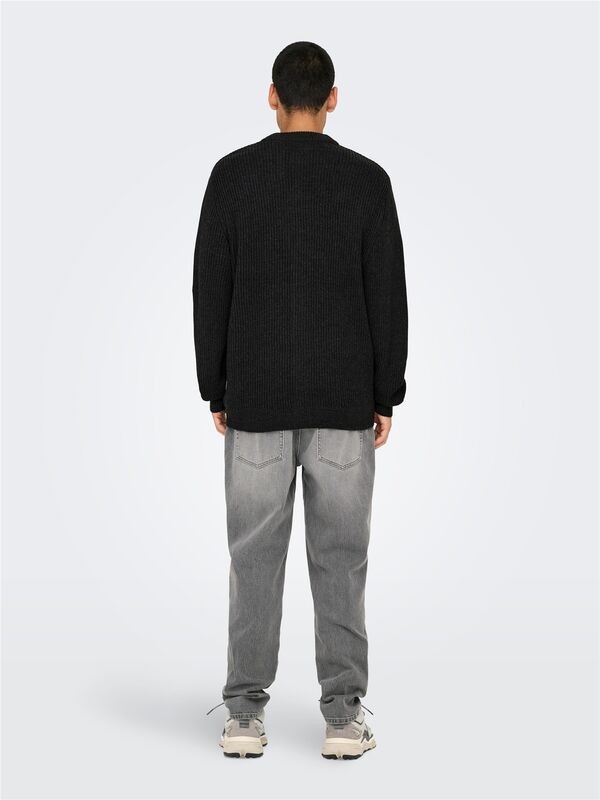 ONSFERGAL LIFE REG 7 RIB CARD KNIT Erkek Gri Hırka - 22030209