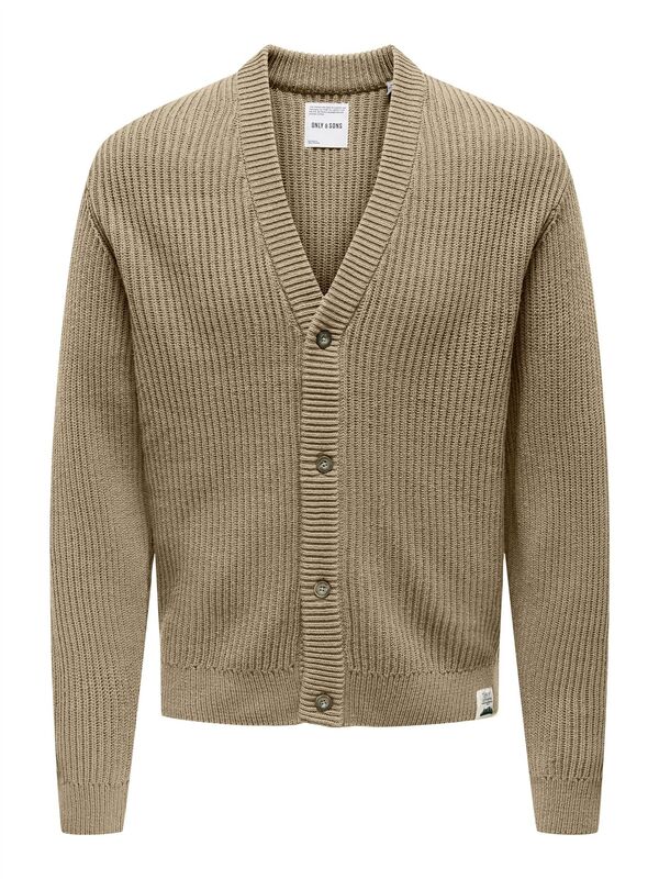 ONSFERGAL LIFE REG 7 RIB CARD KNIT Erkek Kahverengi Hırka - 22030209