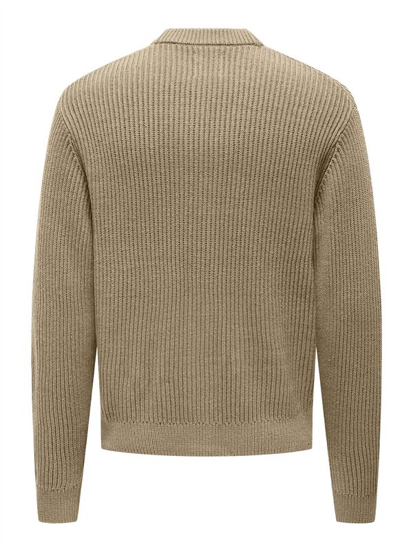 ONSFERGAL LIFE REG 7 RIB CARD KNIT Erkek Kahverengi Hırka - 22030209