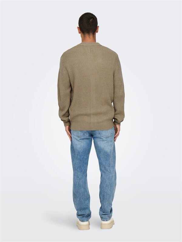 ONSFERGAL LIFE REG 7 RIB CARD KNIT Erkek Kahverengi Hırka - 22030209