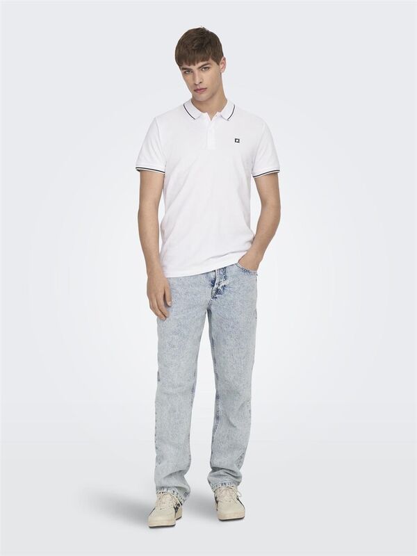 ONSFLETCHER LIFE SLIM SS POLO NOOS Erkek Beyaz Polo - 22024827