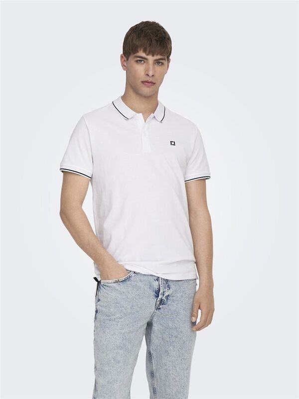 Only & Sons - ONSFLETCHER LIFE SLIM SS POLO NOOS Erkek Beyaz Polo - 22024827
