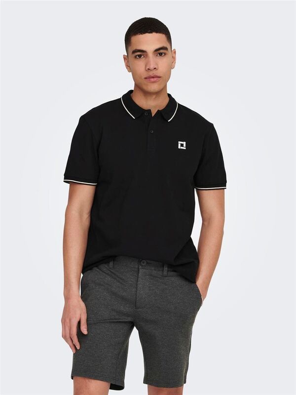 Only & Sons - ONSFLETCHER LIFE SLIM SS POLO NOOS Erkek Siyah Polo - 22024827