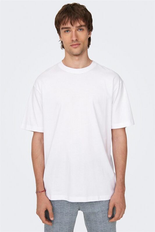 Only & Sons - ONSFRED LIFE RLX SS TEE NOOS Erkek Beyaz T-Shirt - 22022532