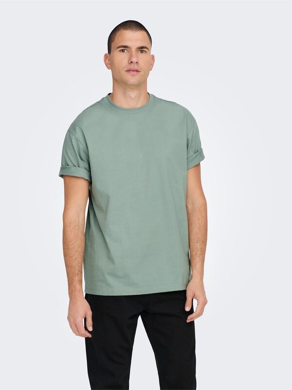 Only & Sons - ONSFRED LIFE RLX SS TEE NOOS Erkek Gri T-Shirt - 22022532