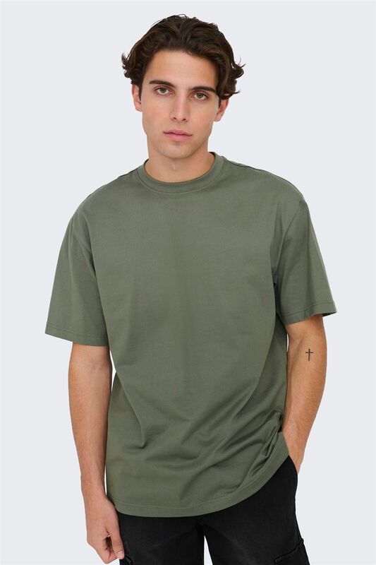 ONSFRED LIFE RLX SS TEE NOOS Erkek Gri T-Shirt - 22022532