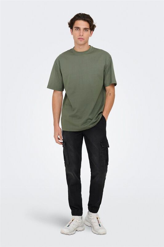 ONSFRED LIFE RLX SS TEE NOOS Erkek Gri T-Shirt - 22022532