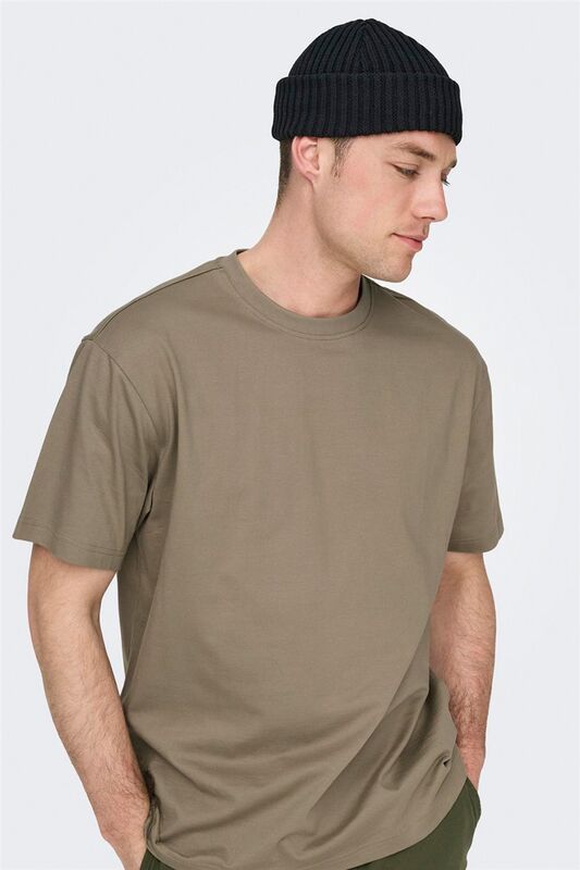 ONSFRED LIFE RLX SS TEE NOOS Erkek Kahverengi T-Shirt - 22022532